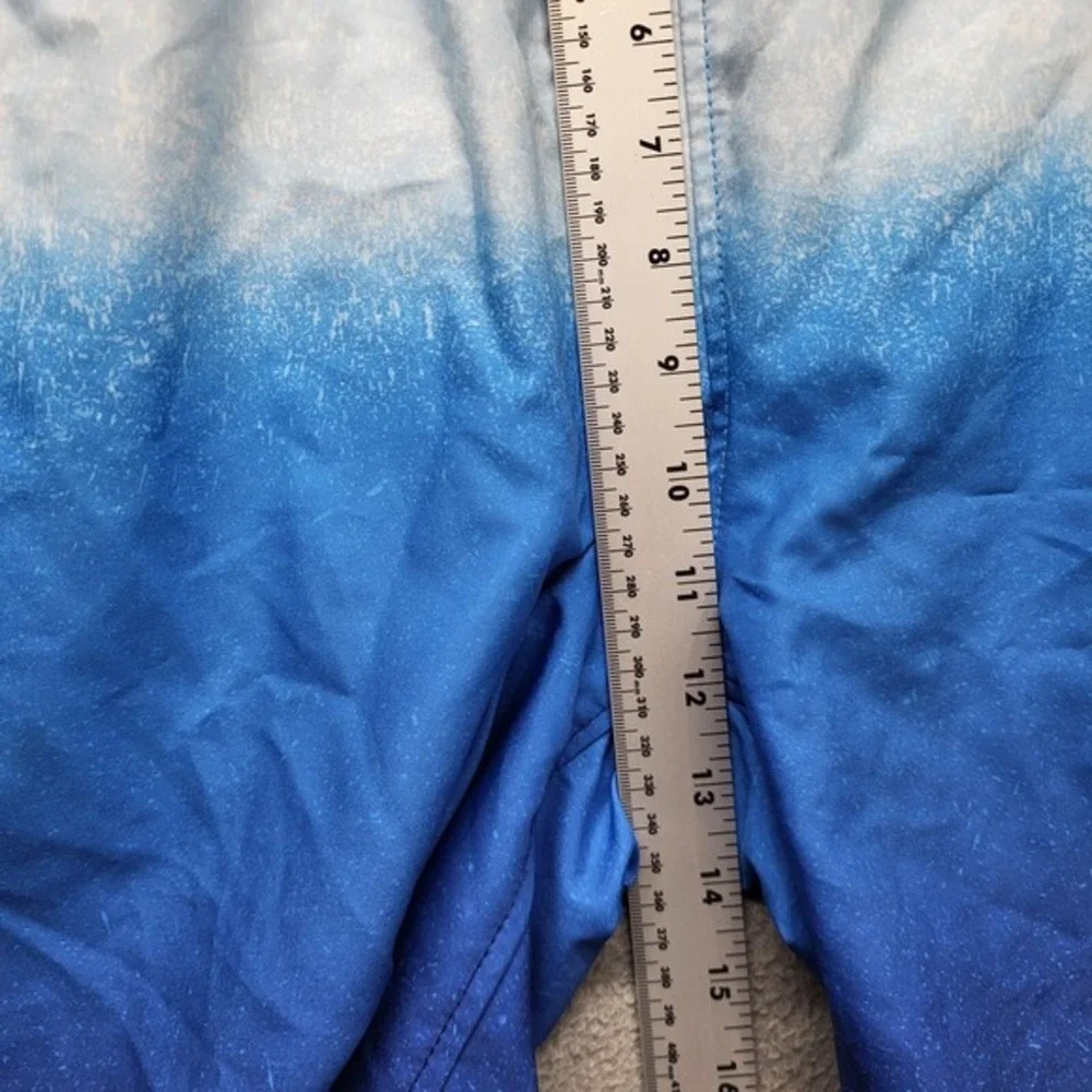 Speedo Men‎ Swimwear Medium Blue Ombre Trunks Logo Drawstring Pocket 7 in Inseam